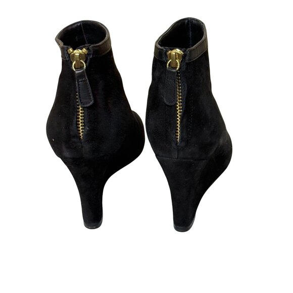 Ann Taylor Black Suede Peep Toe Wedge Booties 7.5M - Picture 7 of 12